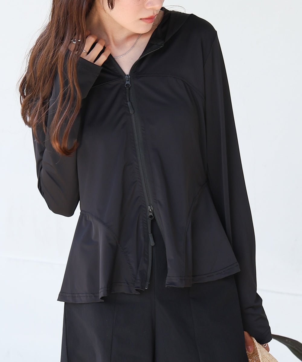 ペプラムダブルＺＩＰストレッチラッシュガードパーカー