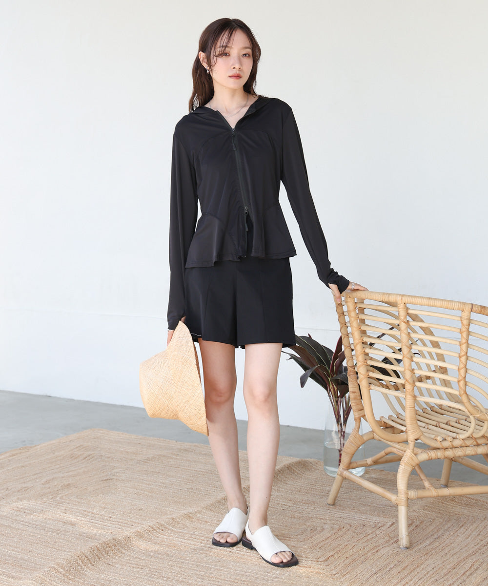 ペプラムダブルＺＩＰストレッチラッシュガードパーカー