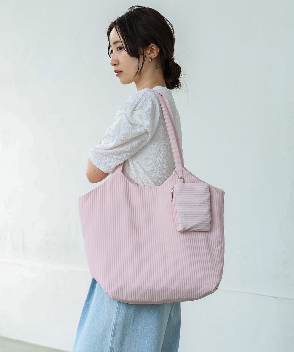 しなもん　パール付きヌビバッグ◎くすみピンク　ミルクティー　バッグポーチ ポーチ付き軽量キルティング ヌビバッグ – Bab