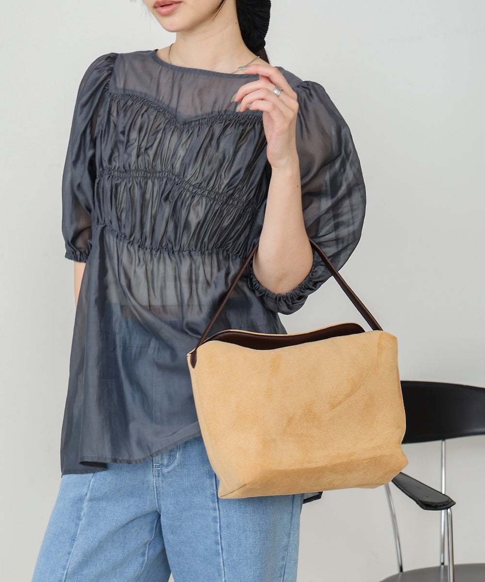 スエード調ハンドルバッグ