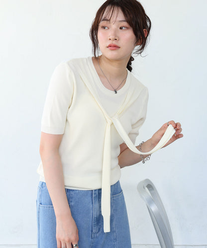 レイヤードデザインドッキング　サマーニットトップス