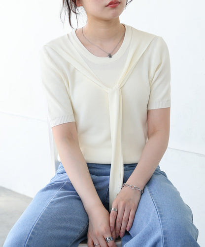 レイヤードデザインドッキング　サマーニットトップス