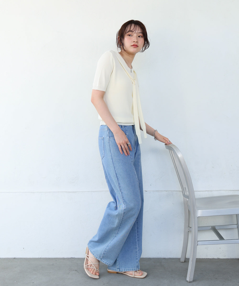 レイヤードデザインドッキング　サマーニットトップス