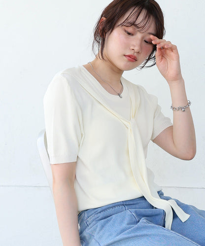 レイヤードデザインドッキング　サマーニットトップス