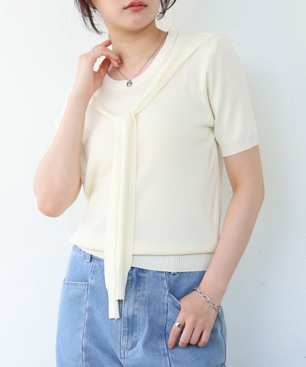 レイヤードデザインドッキング　サマーニットトップス