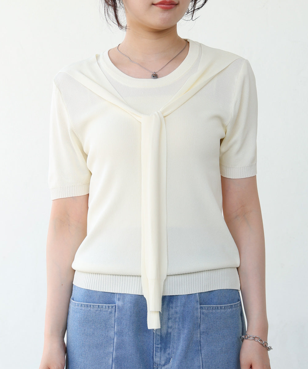 レイヤードデザインドッキング　サマーニットトップス