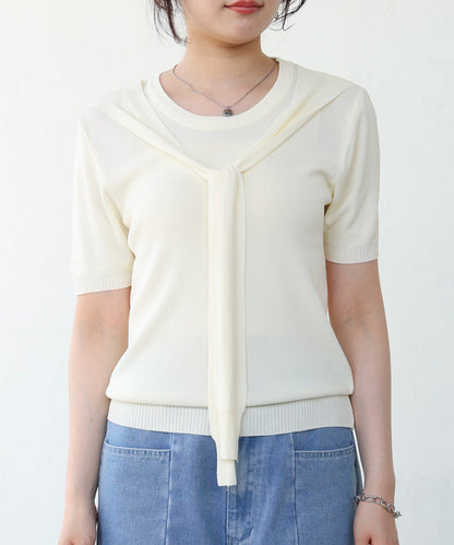 レイヤードデザインドッキング　サマーニットトップス