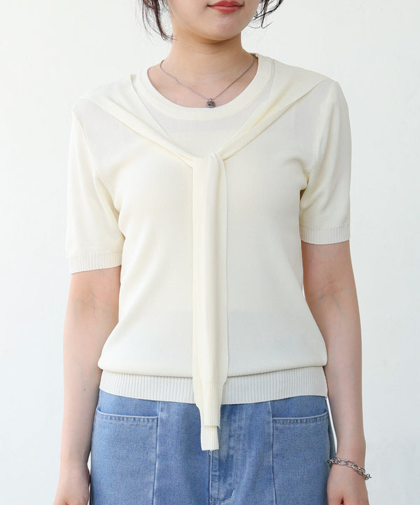 レイヤードデザインドッキング　サマーニットトップス