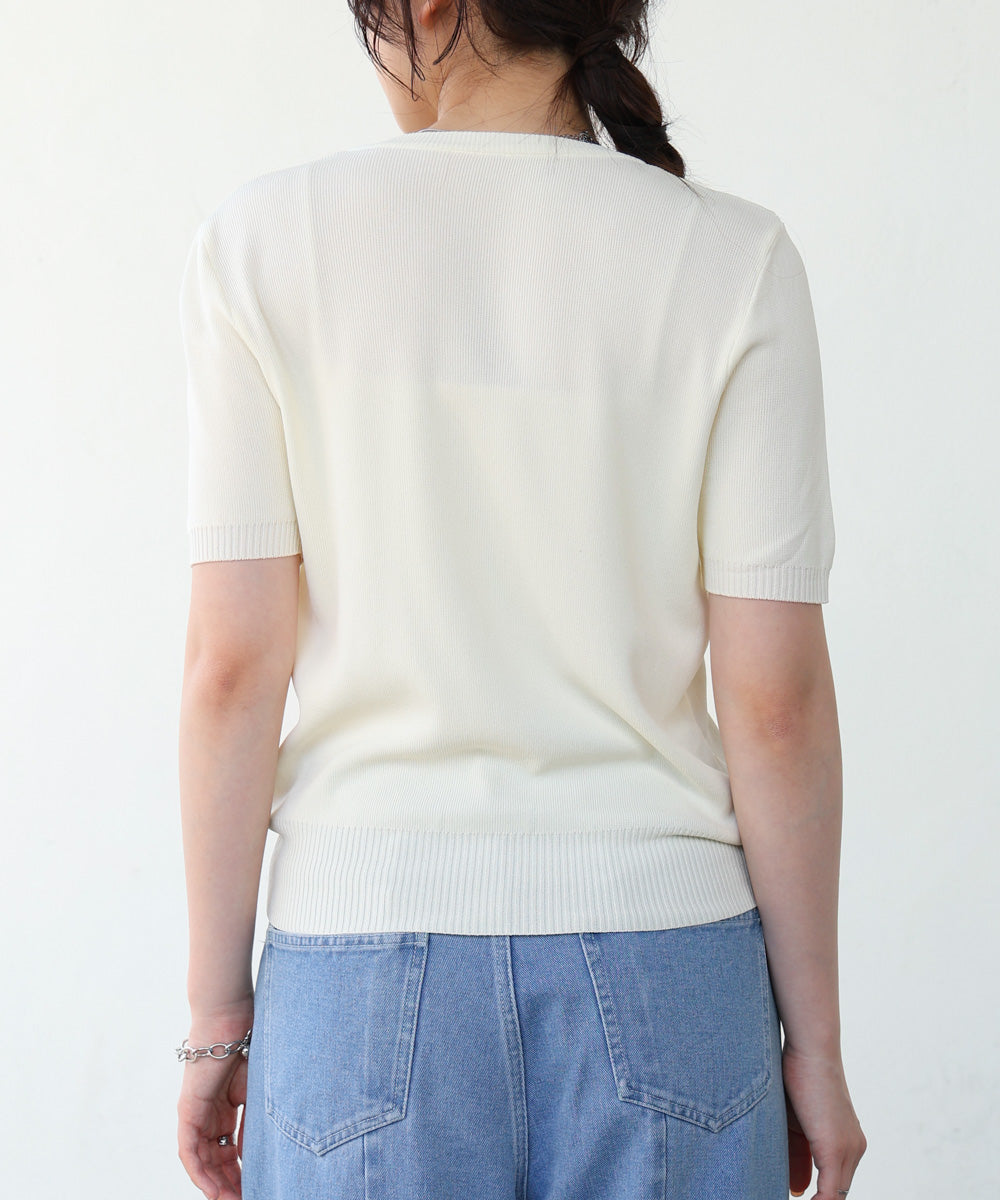 レイヤードデザインドッキング　サマーニットトップス