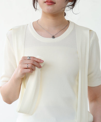 レイヤードデザインドッキング　サマーニットトップス