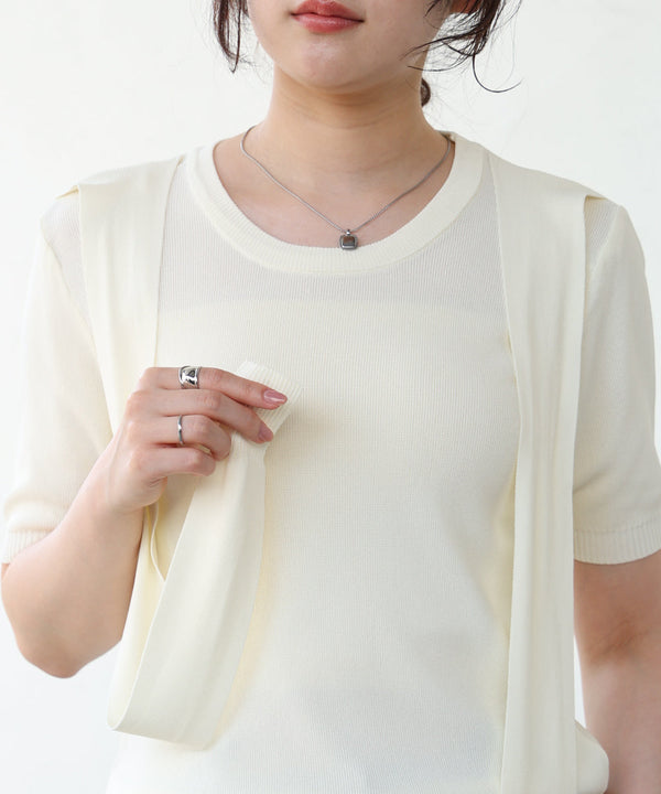 レイヤードデザインドッキング　サマーニットトップス