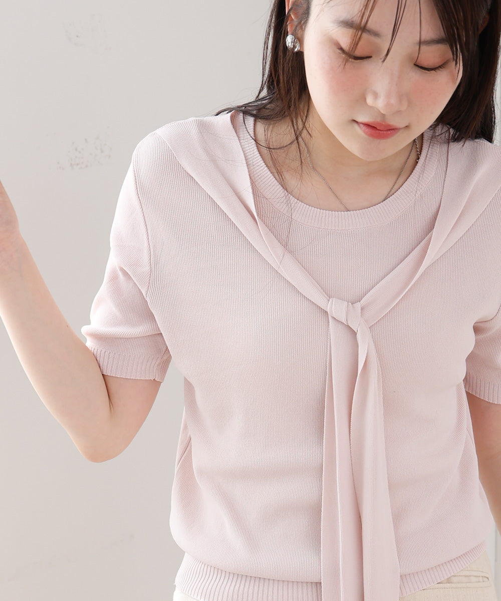 レイヤードデザインドッキング　サマーニットトップス