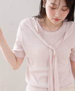 レイヤードデザインドッキング　サマーニットトップス