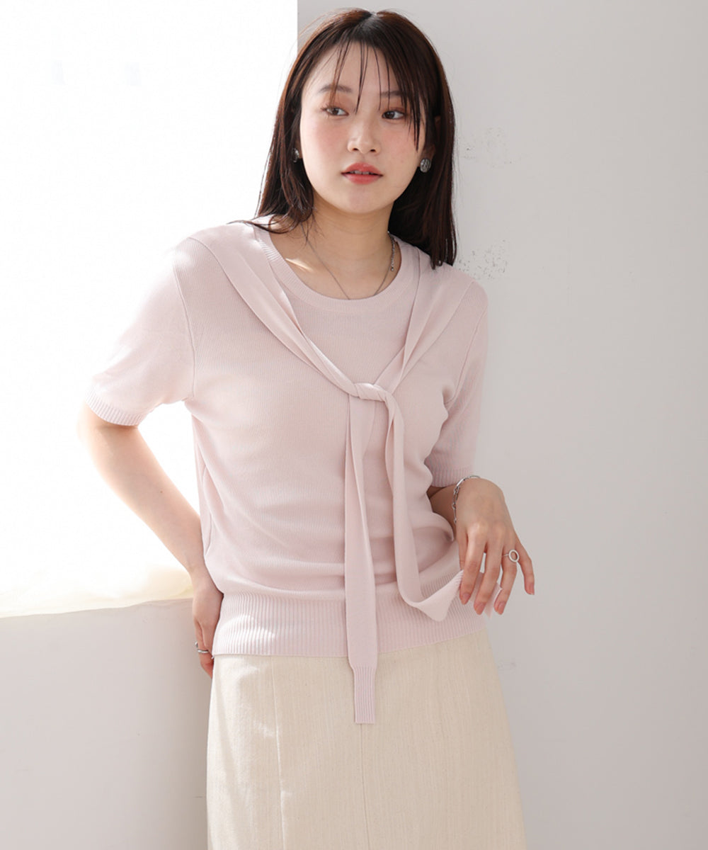 レイヤードデザインドッキング　サマーニットトップス