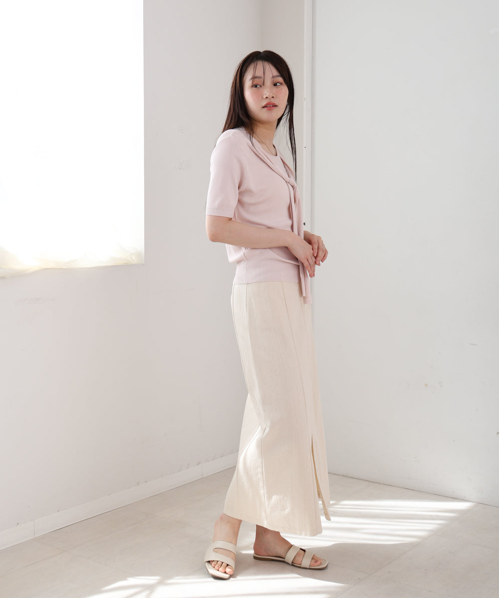 レイヤードデザインドッキング　サマーニットトップス