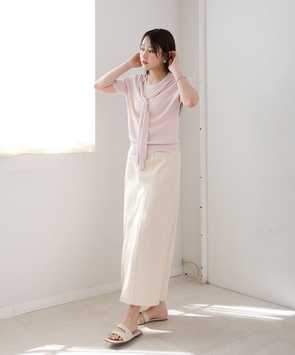 レイヤードデザインドッキング　サマーニットトップス