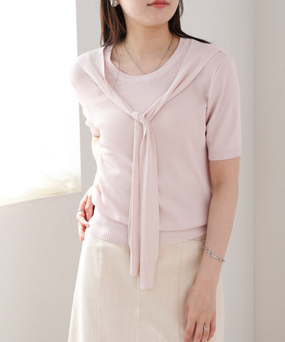 レイヤードデザインドッキング　サマーニットトップス