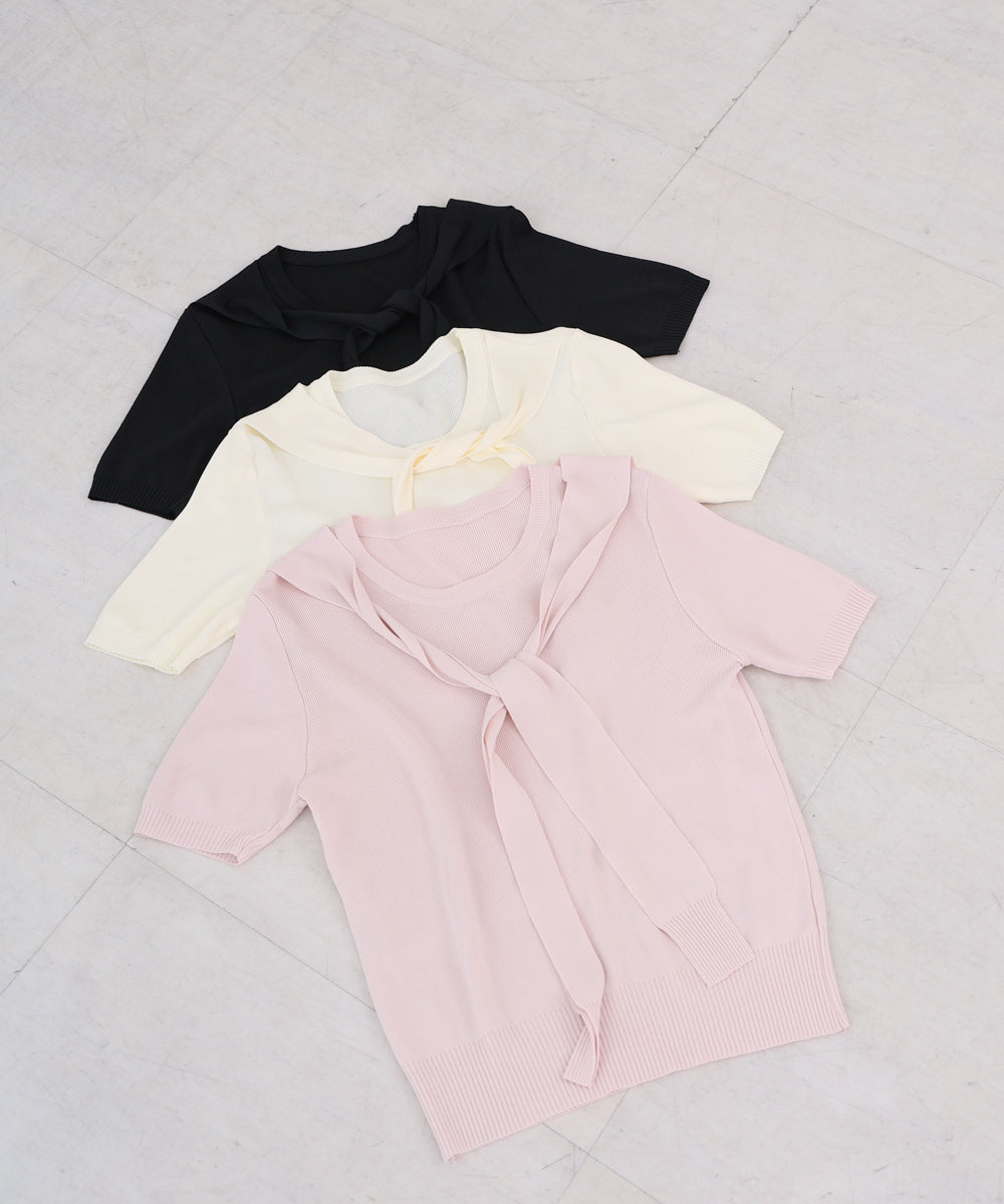 レイヤードデザインドッキング　サマーニットトップス