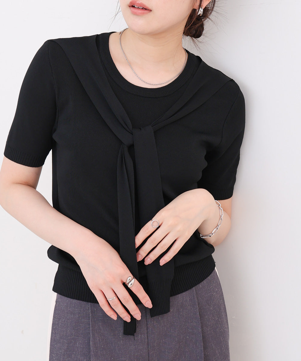 レイヤードデザインドッキング　サマーニットトップス