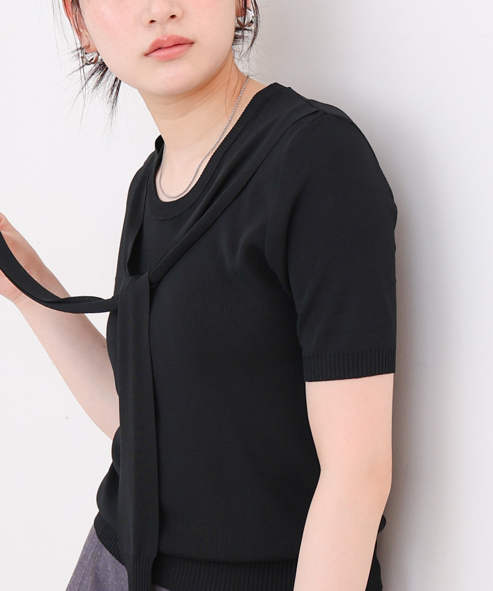 レイヤードデザインドッキング　サマーニットトップス