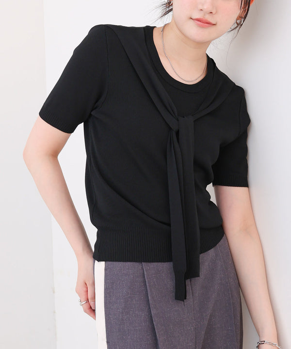 レイヤードデザインドッキング　サマーニットトップス