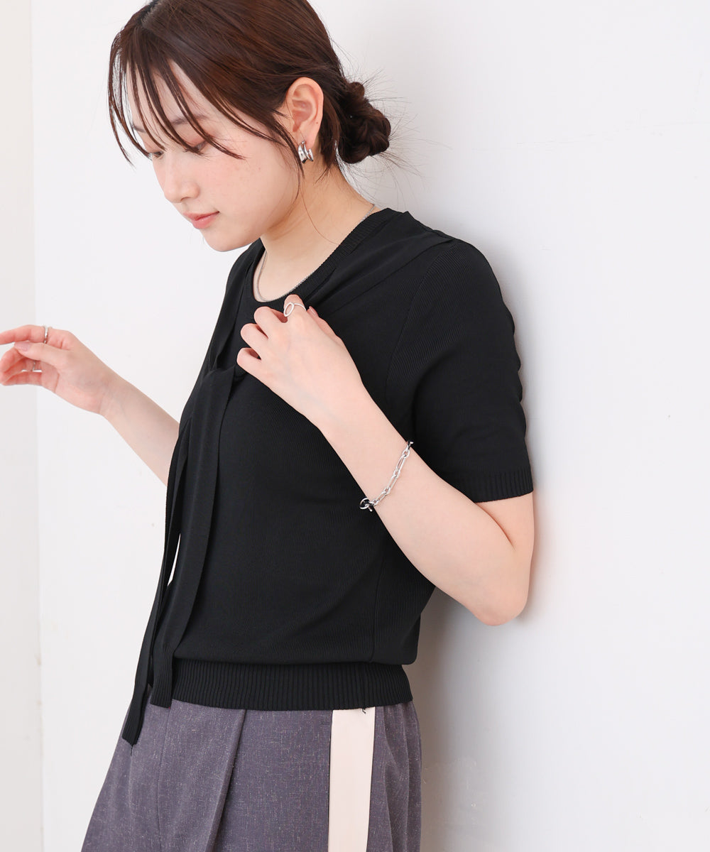 レイヤードデザインドッキング　サマーニットトップス