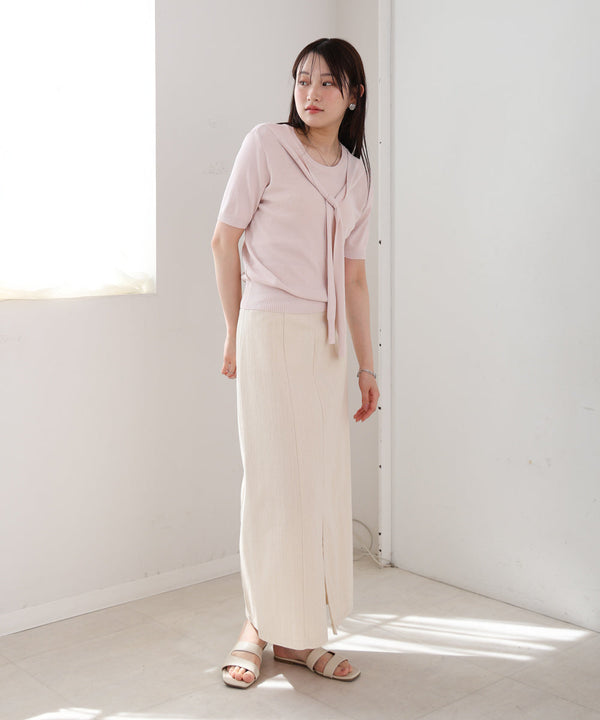 レイヤードデザインドッキング　サマーニットトップス