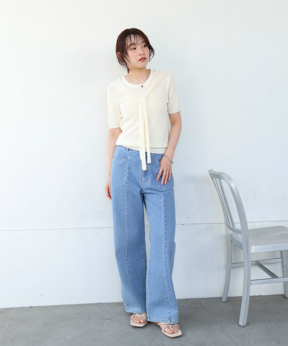 レイヤードデザインドッキング　サマーニットトップス