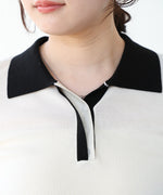 配色ポロ衿ニットプルオーバー