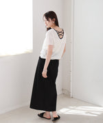 レースアップサマーニットトップス