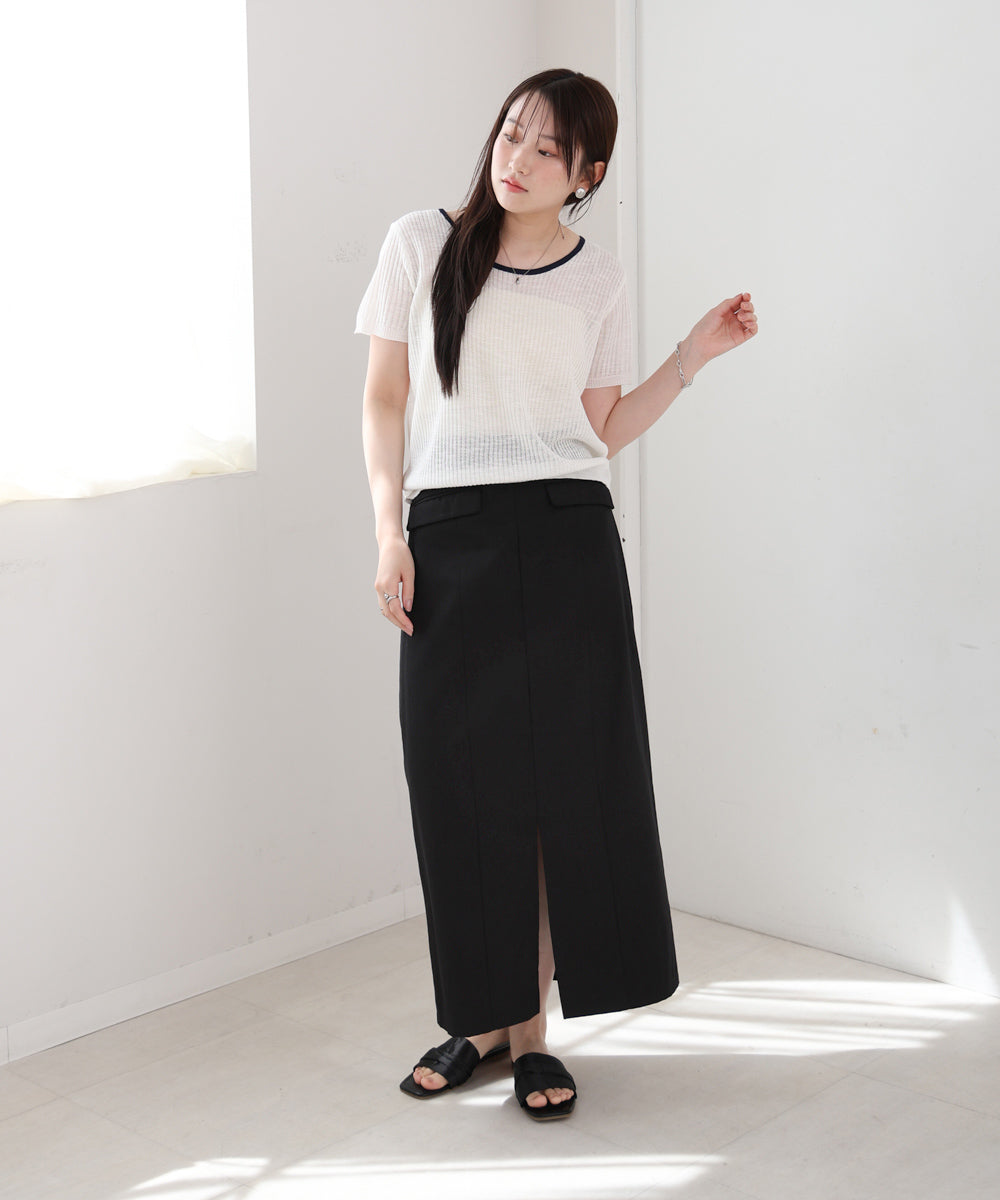 レースアップサマーニットトップス