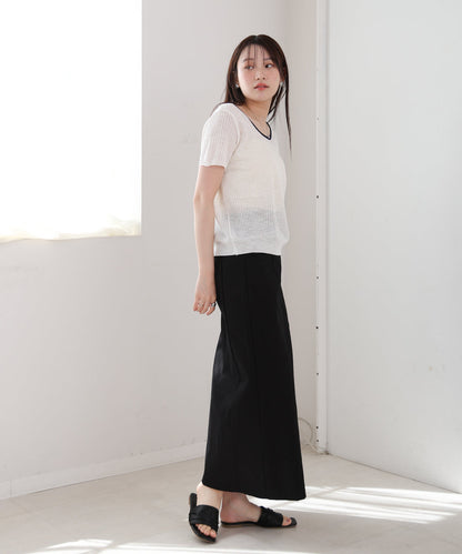 レースアップサマーニットトップス