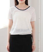 レースアップサマーニットトップス