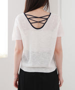 レースアップサマーニットトップス