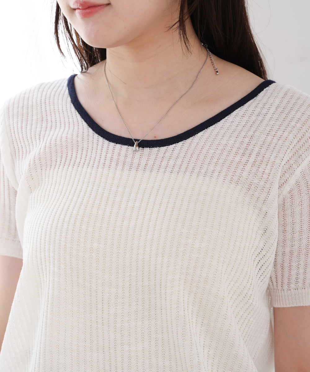 レースアップサマーニットトップス