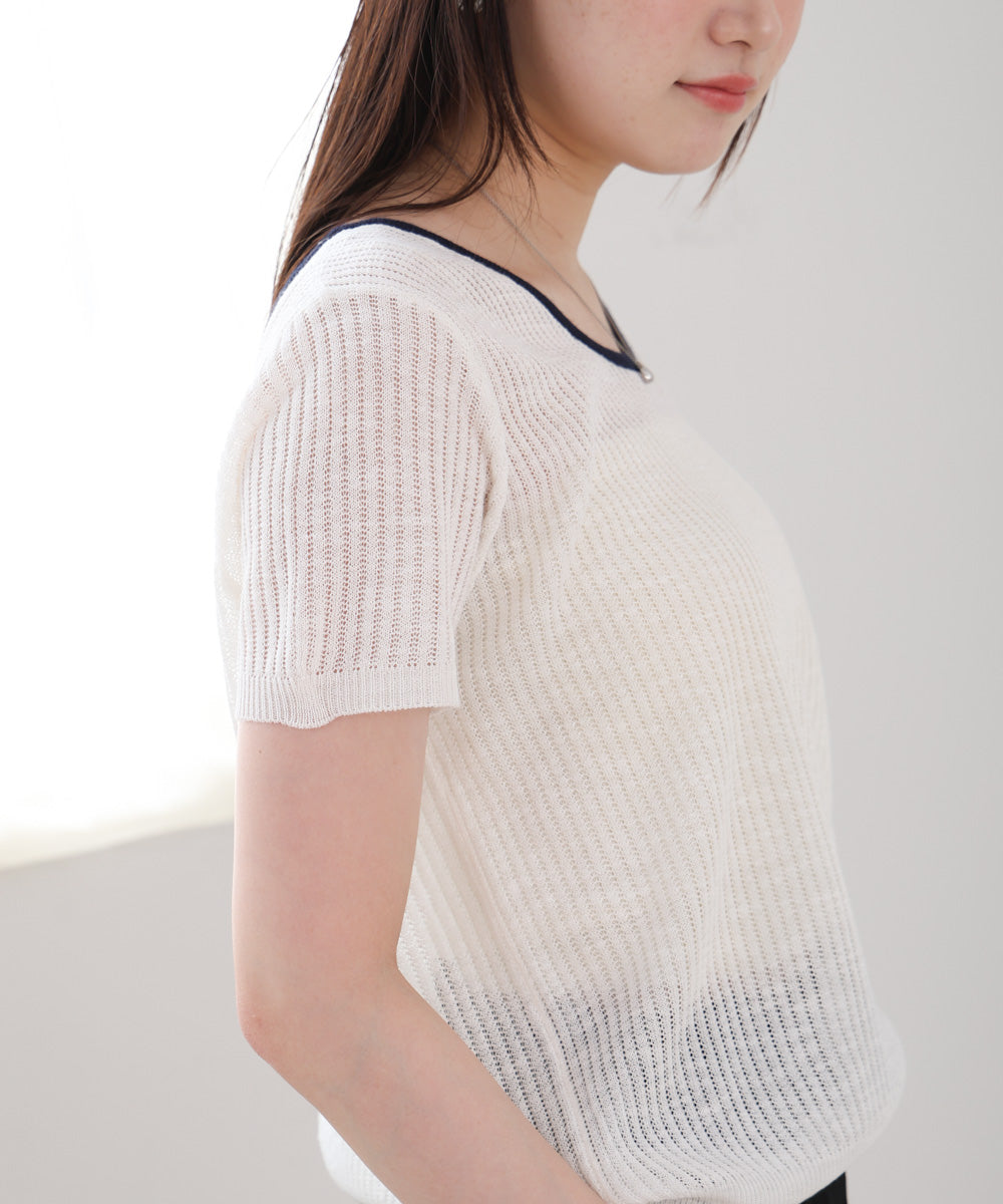 レースアップサマーニットトップス