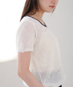 レースアップサマーニットトップス