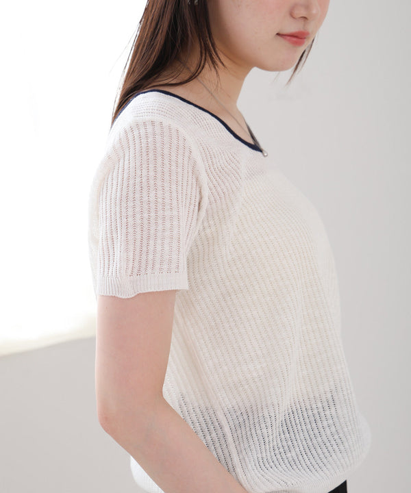 レースアップサマーニットトップス