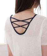 レースアップサマーニットトップス