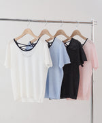 レースアップサマーニットトップス