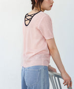 レースアップサマーニットトップス