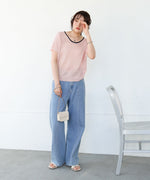 レースアップサマーニットトップス