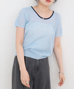 レースアップサマーニットトップス