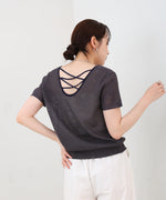 レースアップサマーニットトップス