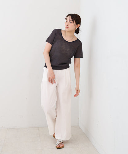 レースアップサマーニットトップス