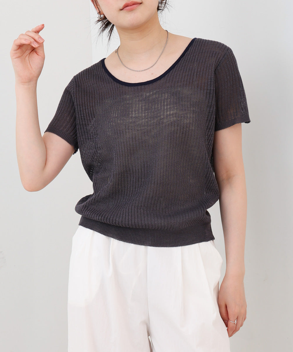 レースアップサマーニットトップス