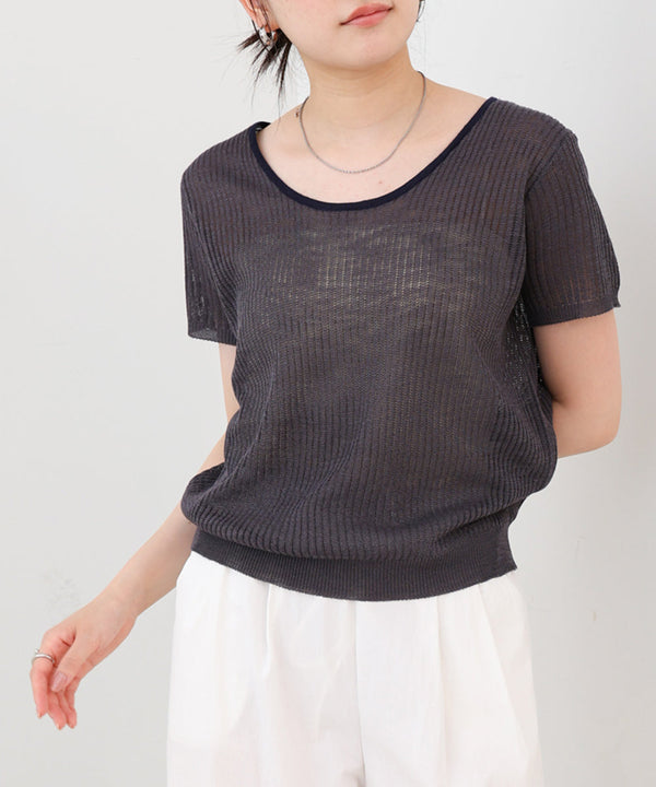 レースアップサマーニットトップス