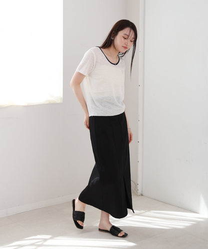 レースアップサマーニットトップス