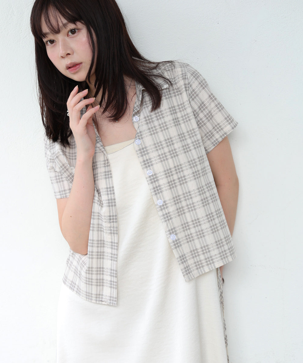 サイドリボンアソートチェックブラウス