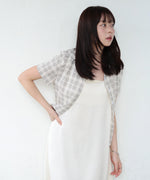 サイドリボンアソートチェックブラウス